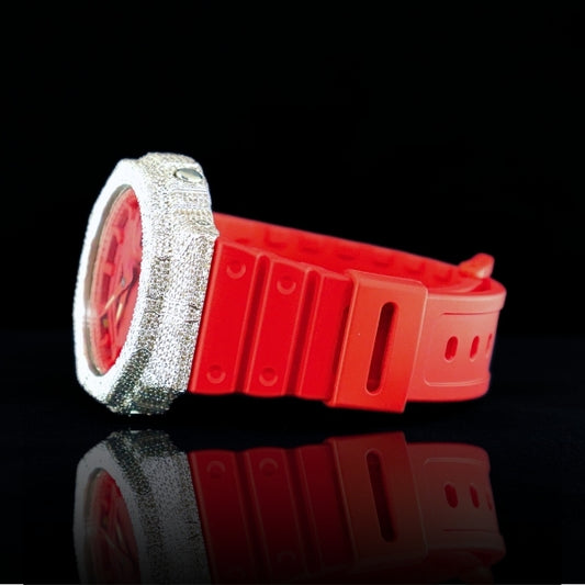 G-shok custom moissanite Red Iced Phantom