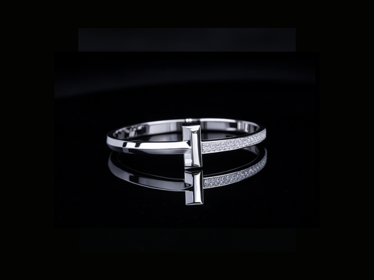 Diamond Cross Bangle Bracelet | Minimalist Diamond Cross Bracelet in Gold & Silver