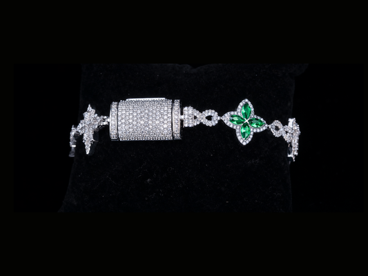 Emerald & Diamond Bracelet | Luxury Green Stone Diamond Bracelet in Gold & Silver