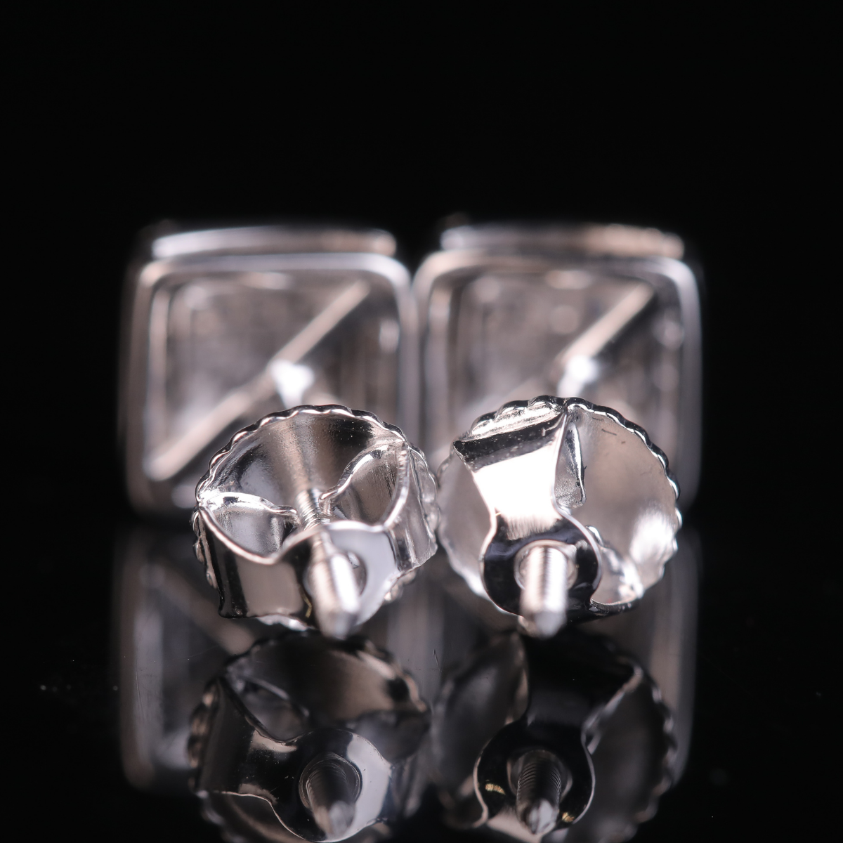 Square Halo Princess Cut Moissanite Stud Earrings | 18KT, 14KT, 10KT Gold & Silver