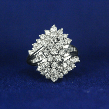 Front view of 1989 Diamond Navette Ring with Moissanite diamonds – Fine jewelry