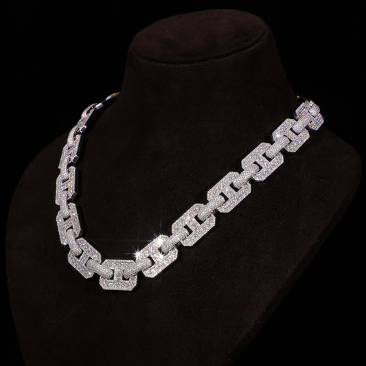 Iced Geometric Cuban Link Chain – Fully Flooded Diamond Statement Necklace for Men