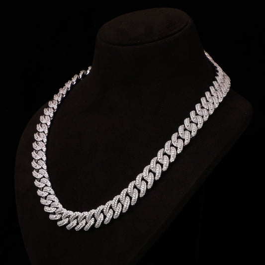 Iced Cuban Link Chain – Micro Pavé Diamond Hip Hop Necklace with Box Clasp