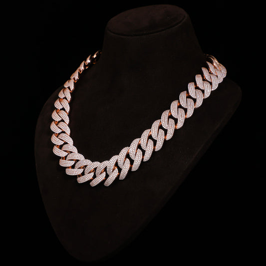 Rose Gold Micro Pavé Cuban Link Chain – Full Iced Luxury Statement Necklace