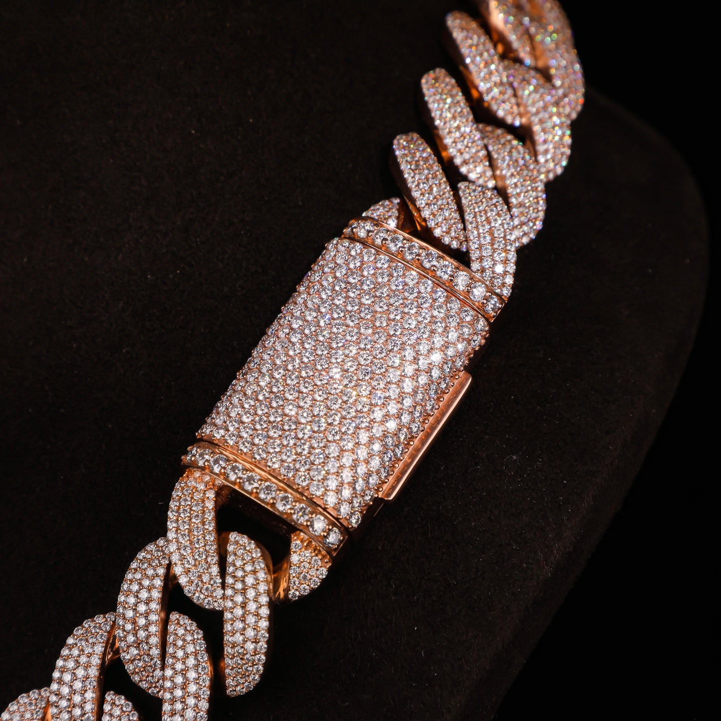 Rose Gold Micro Pavé Cuban Link Chain – Full Iced Luxury Statement Necklace