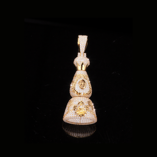Iced Out Gold Bell Pendant – Diamond Hip Hop Pendant in 14K 18K 10K Gold
