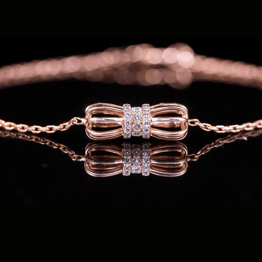 Diamond Bow Bracelet in Solid Gold – 10K, 14K, 18K & Sterling Silver Available