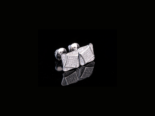 Square Layered Diamond Stud Earrings | 18K, 14K, 10K Gold & Silver
