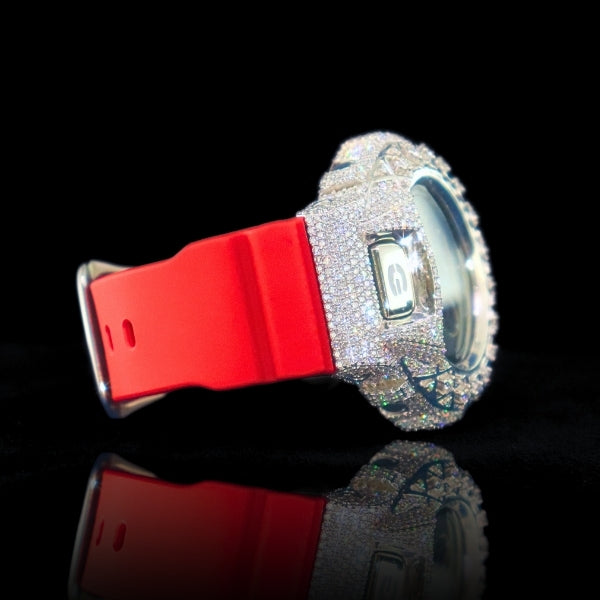 Moissanite G-shock customization Red Digital Iced Phantom Blaze