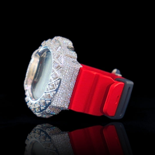 Moissanite G-shock customization Red Digital Iced Phantom Blaze