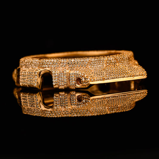 Cracked Flooded Diamond GA2100 Gold Bezel