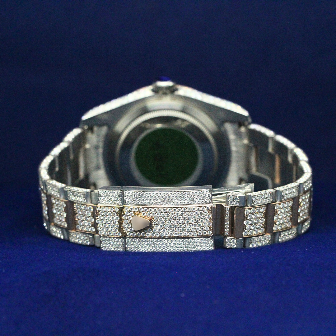 Back view of Golden Roman Majesty luxury watch with gold-plated clasp and case backing.