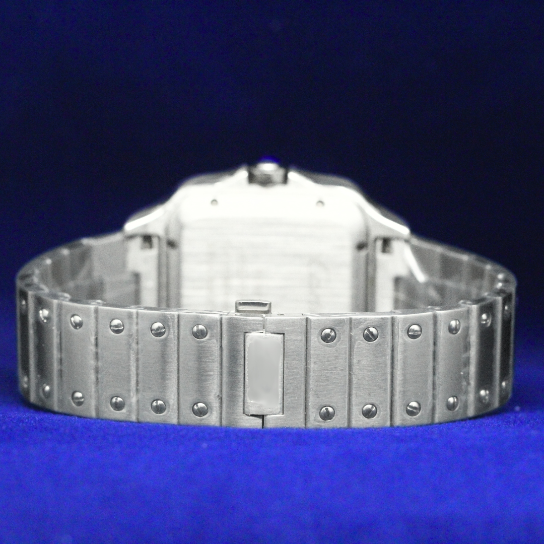 Back view of the plain Roman Numeral Dial Watch highlighting the secure clasp and clean backplate.
