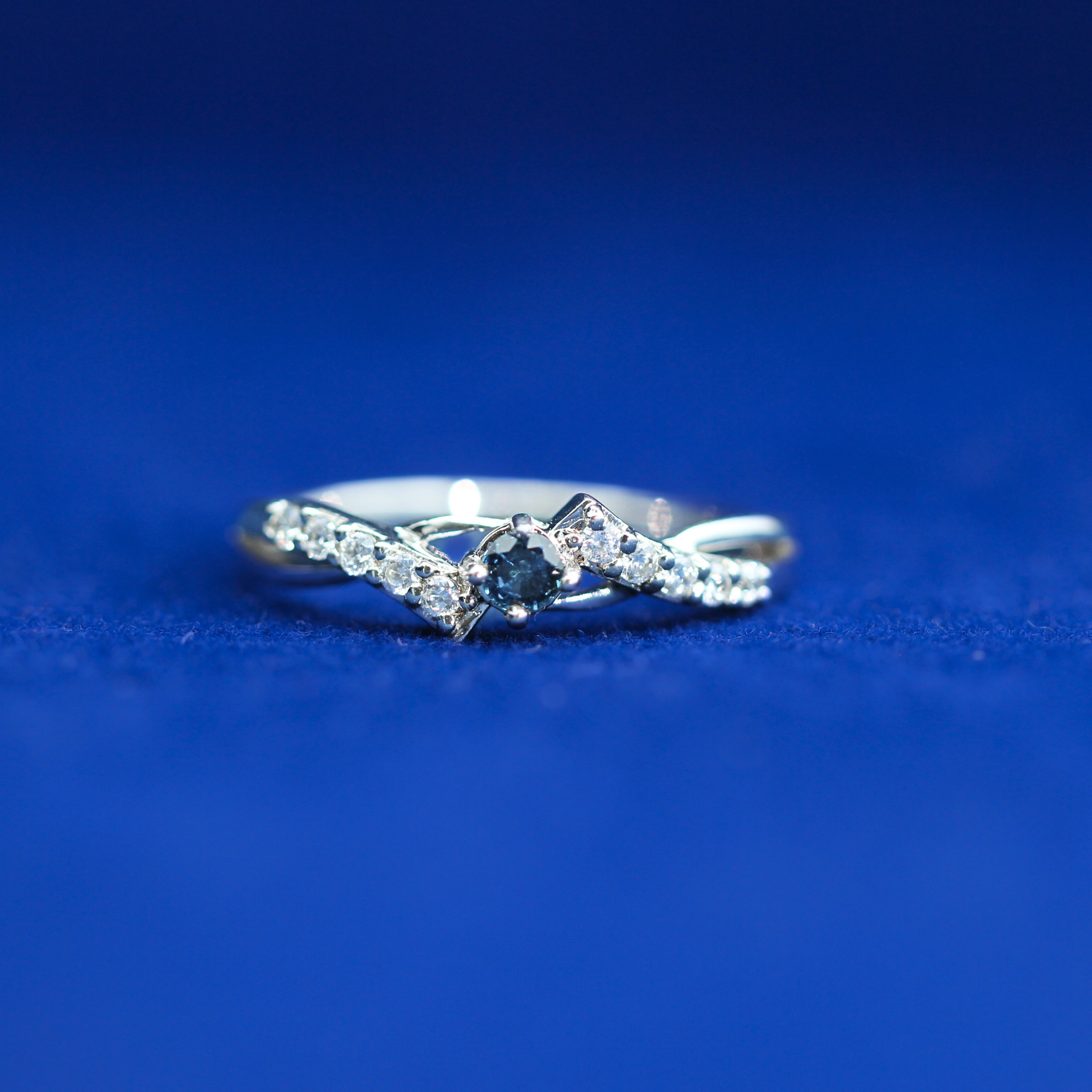 Front view of Blue Diamond Ring – Fine jewelry