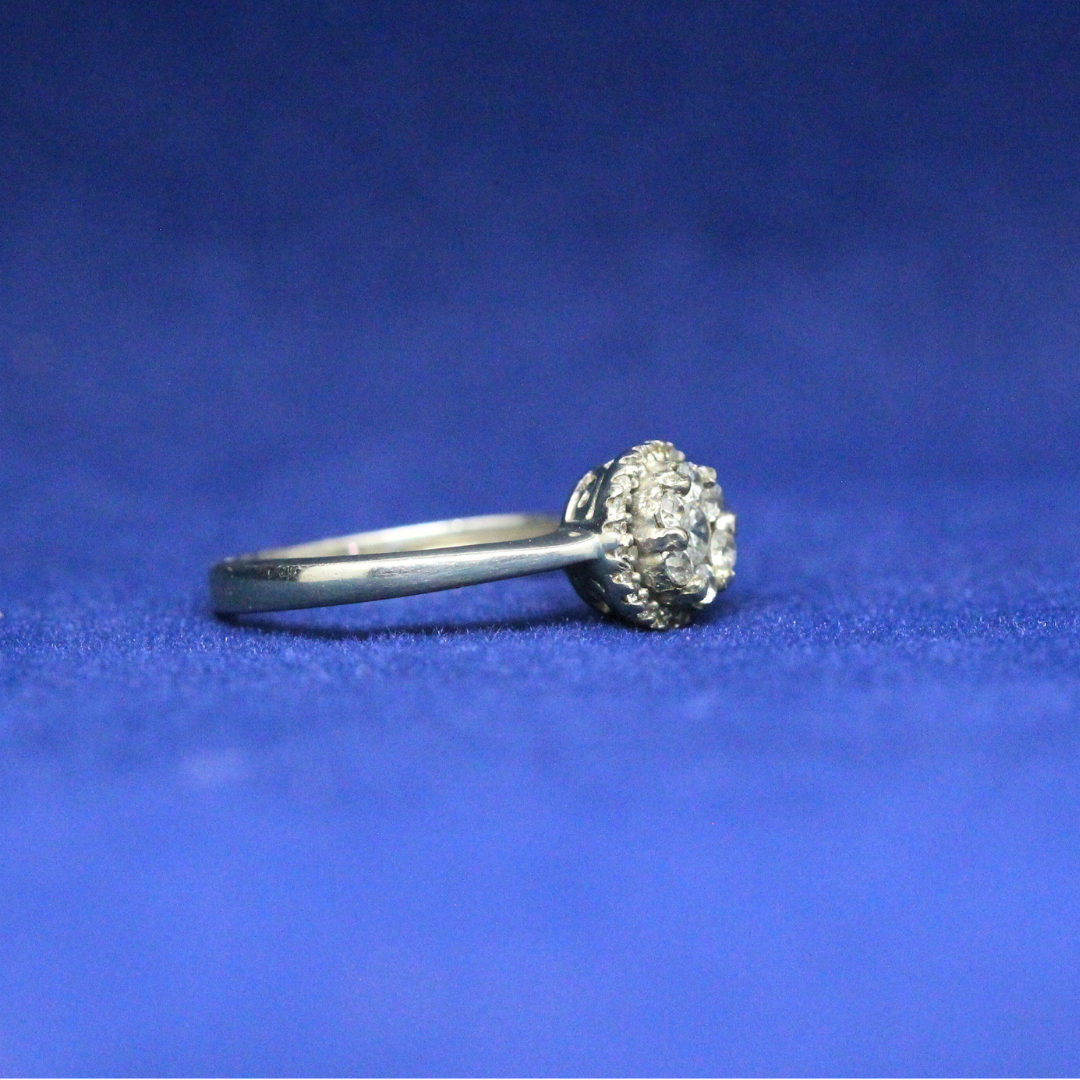 Right side view of Celestial Halo Ring with Moissanite diamonds – Fine jewelry