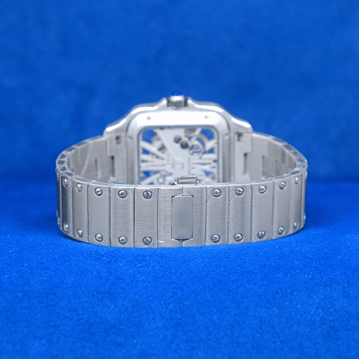 Back view of Celestial Prime Chrono stainless steel watch, showcasing premium craftsmanship.