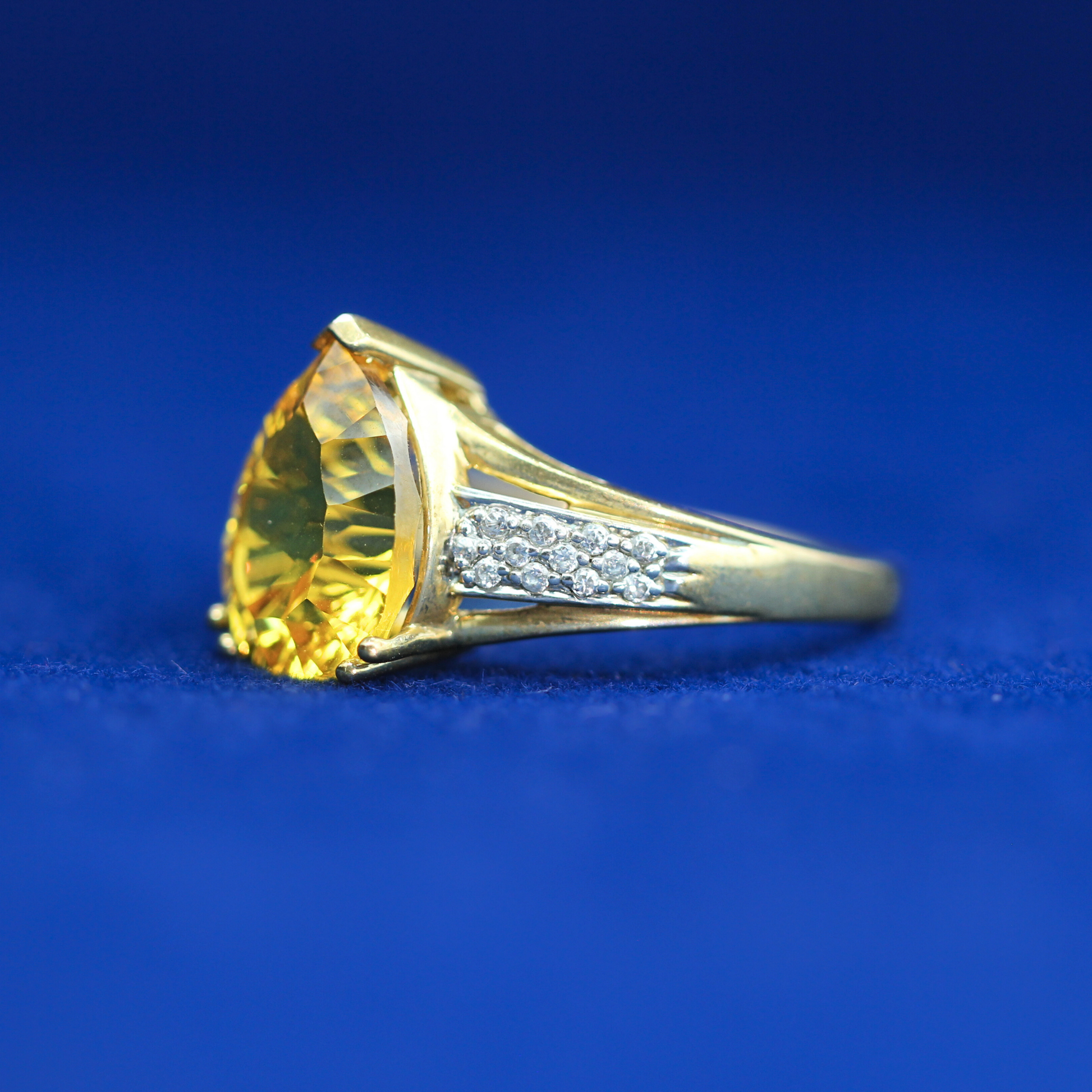 Left side view of Citrine Engagement Ring – Fine jewelry
