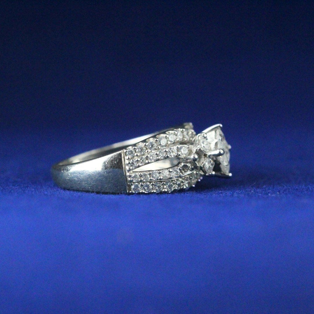 Right side view of Crown Luxe Ring with Moissanite diamonds – Fine jewelry