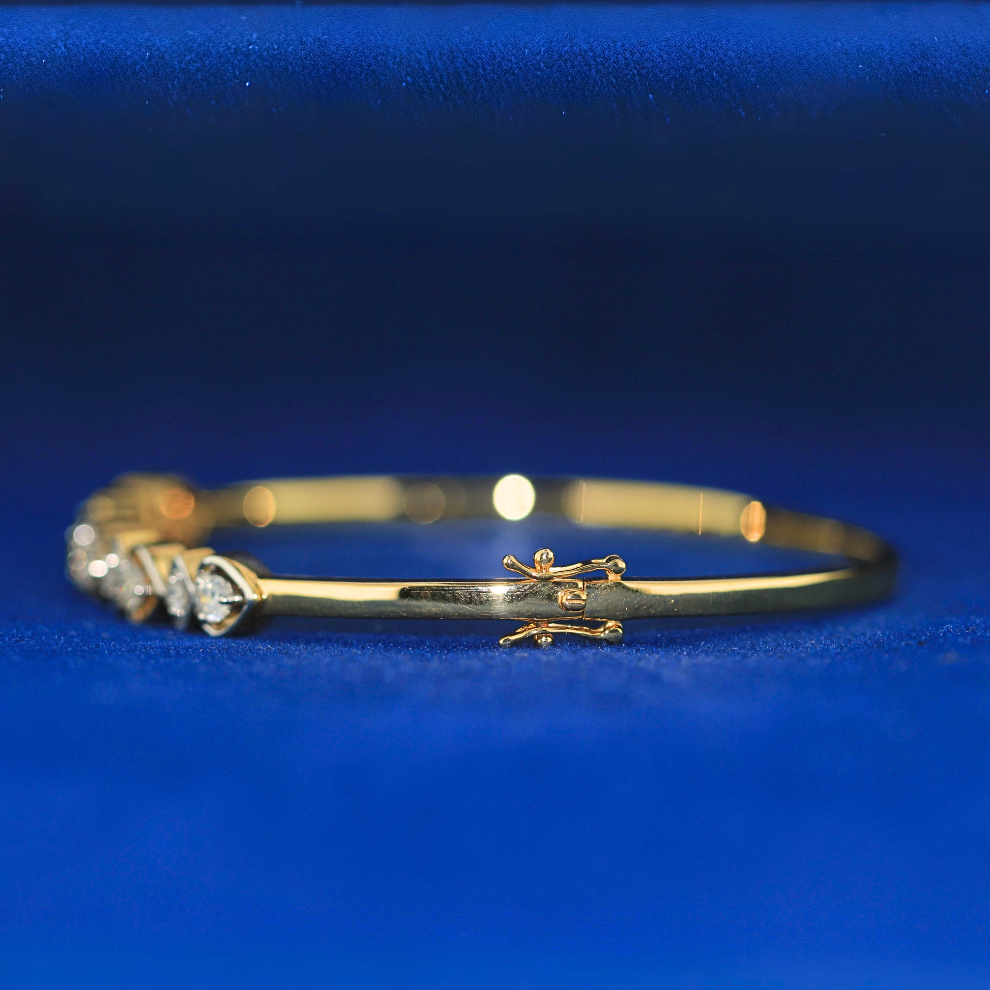 Left-side view of Diamond Marquise Bangle in high-quality 925 silver, featuring an elegant MOISSANITE diamond design.