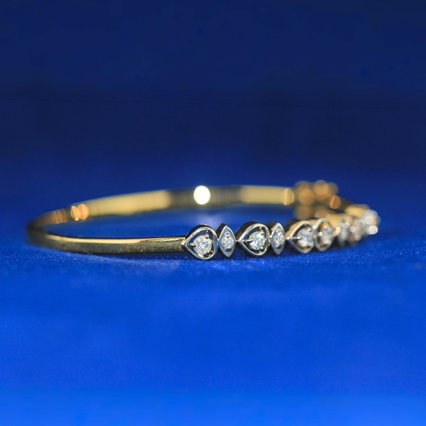 Right-side view of Diamond Marquise Bangle, crafted from 925 silver and set with sparkling MOISSANITE diamonds.