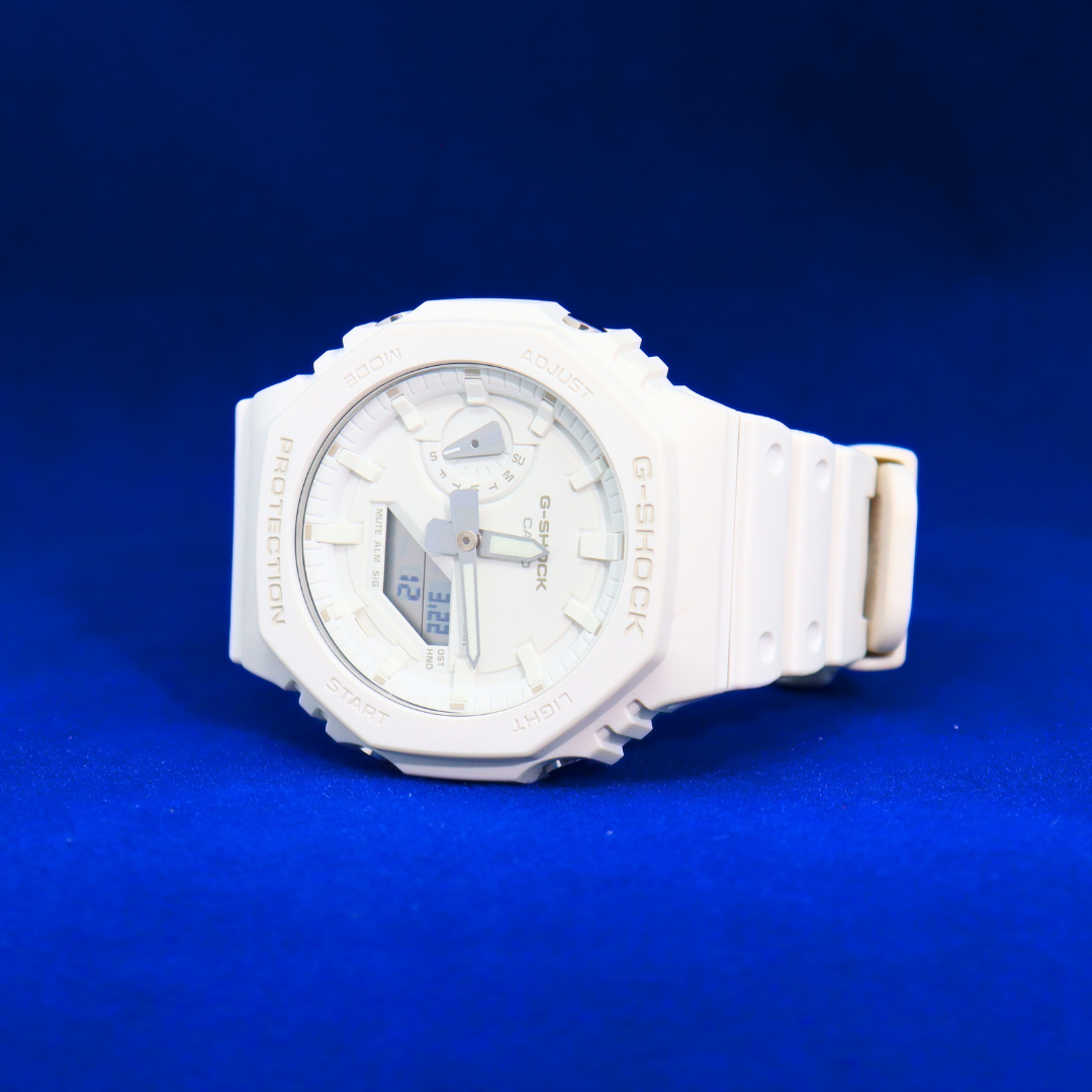Left side view of G-Shock Minimalist White Watch – Modern and lightweight timepiece