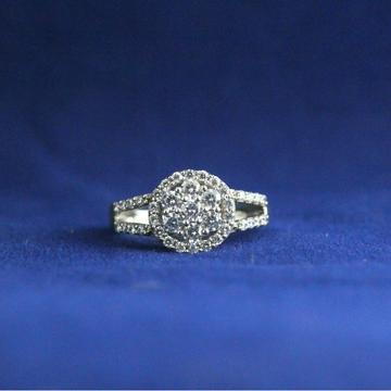 Front view of Halo Cluster Diamond Ring with Moissanite diamonds – Fine jewelry