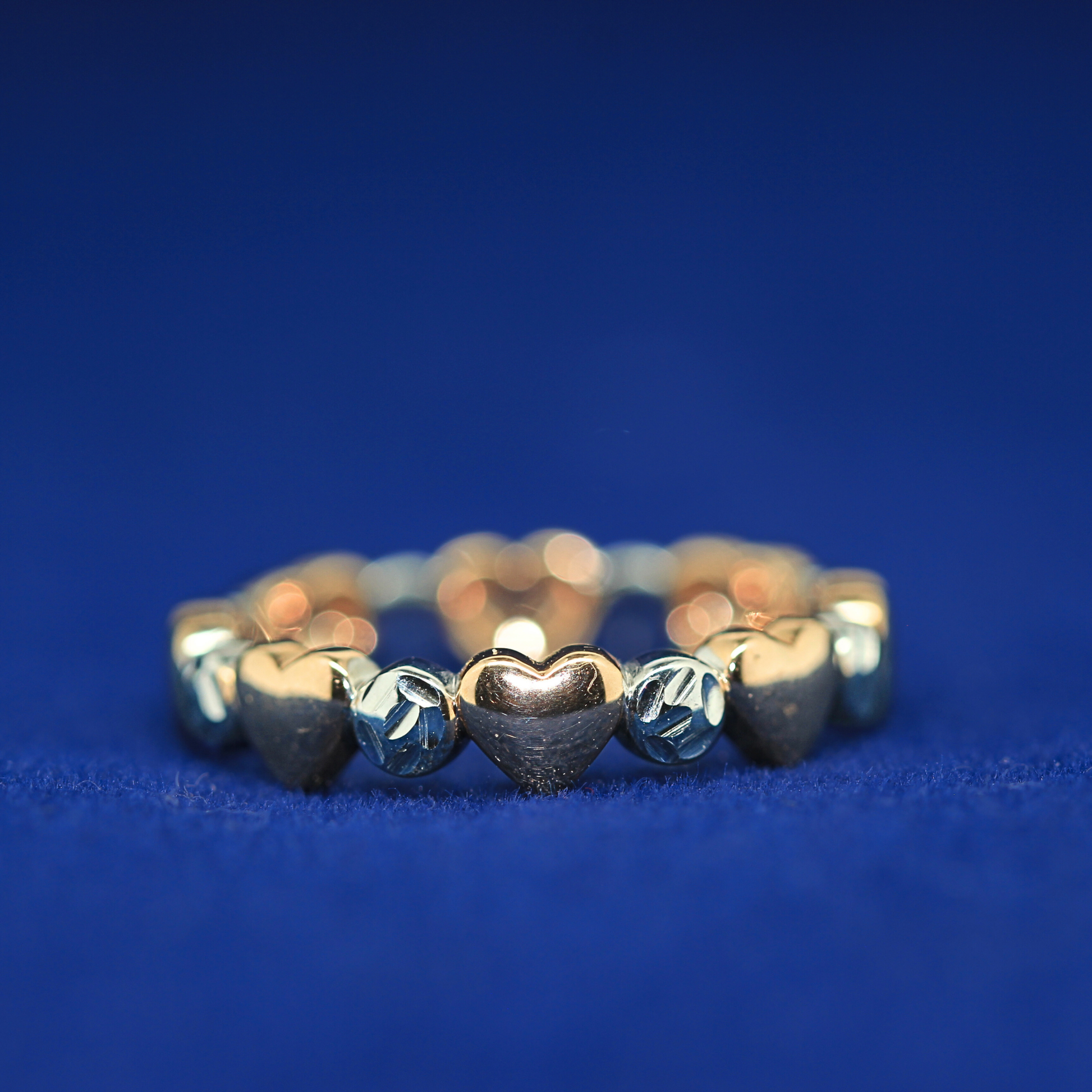 Front view of Luxe Love Band in 925 silver with MOISSANITE diamonds, a timeless fine jewelry piece.