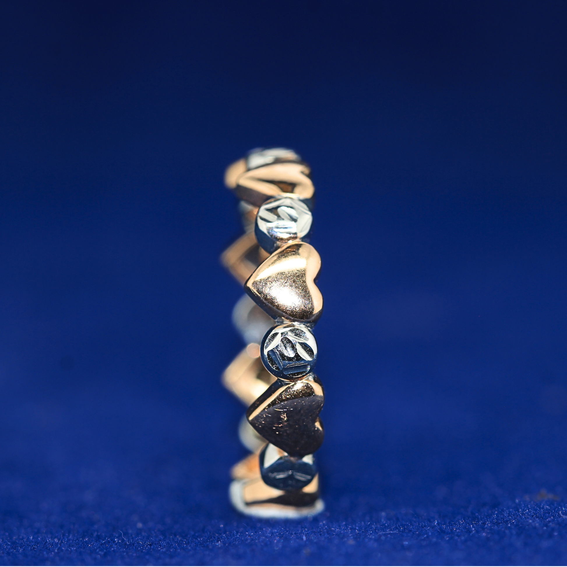 Front side view of Luxe Love Band in 925 silver with MOISSANITE diamonds, a timeless fine jewelry piece.