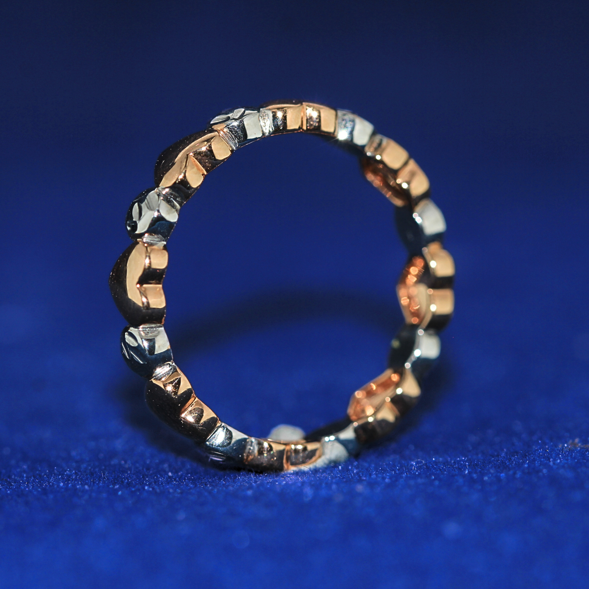 Top Front view of Luxe Love Band in 925 silver with MOISSANITE diamonds, a timeless fine jewelry piece.
