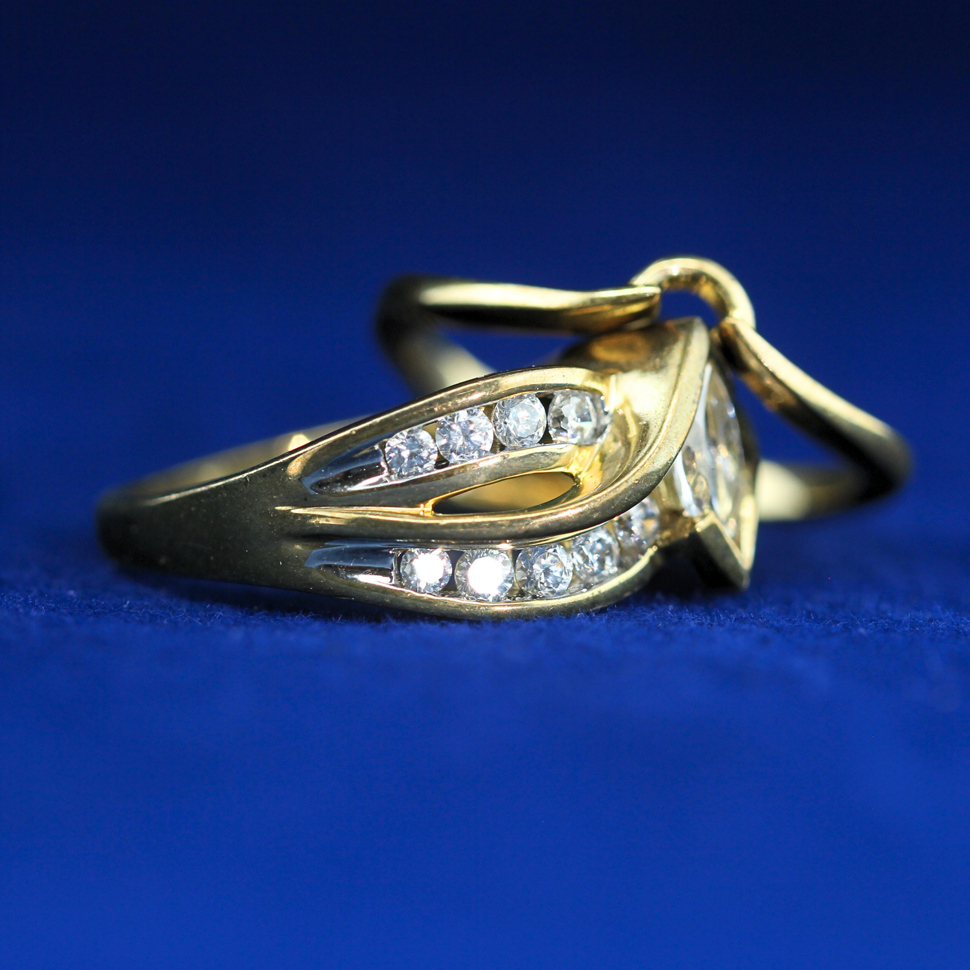 Right side view of Marquise Diamond Wedding Band in Gold – Fine jewelry