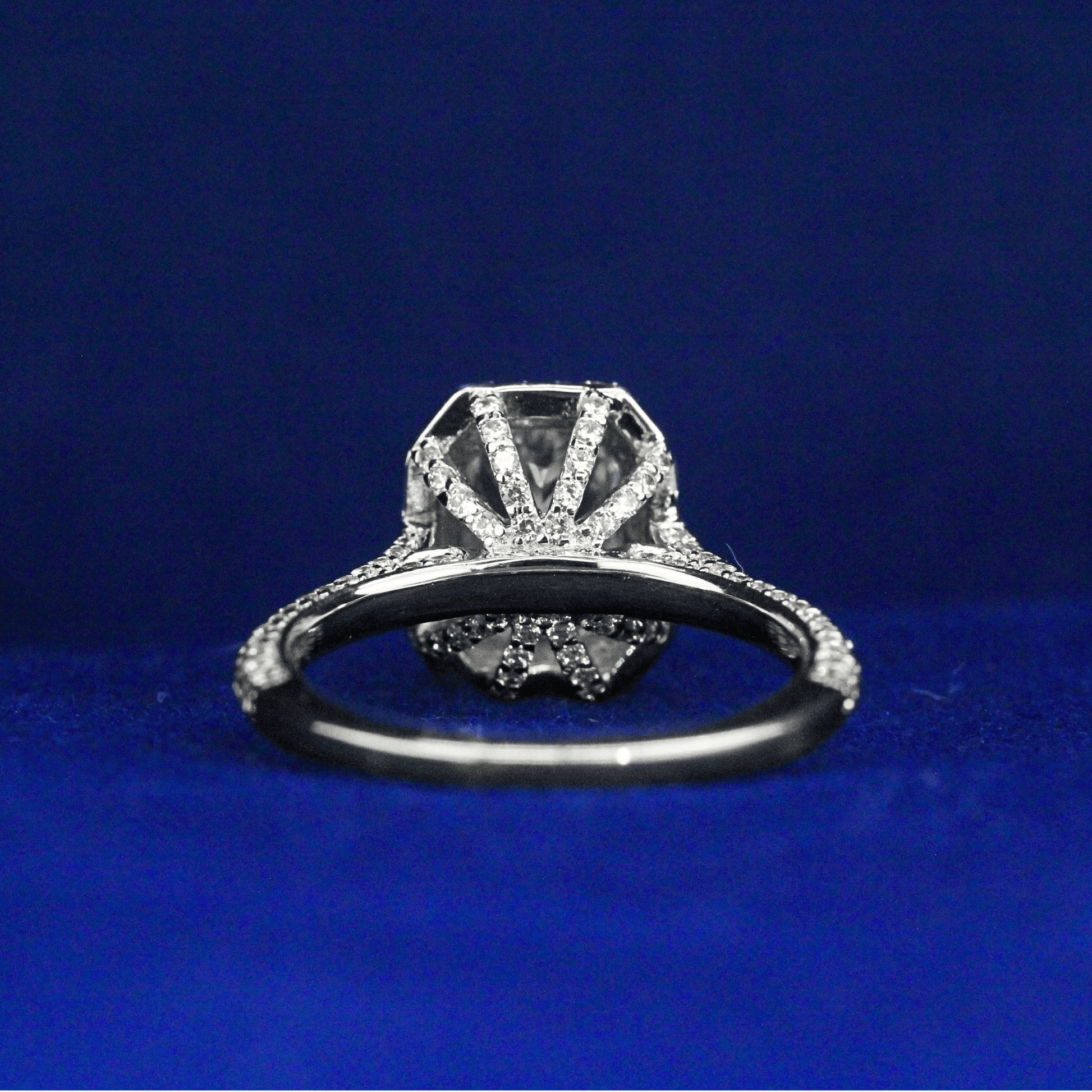 Back view of Pavé-Set Radiant Cut Diamond Ring with Moissanite diamonds – Fine jewelry
