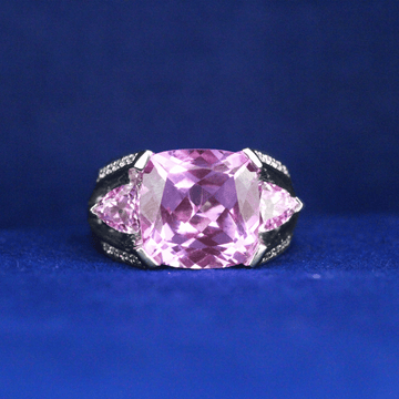 Front view of Pink Cushion Zirconia Ring – Fine jewelry