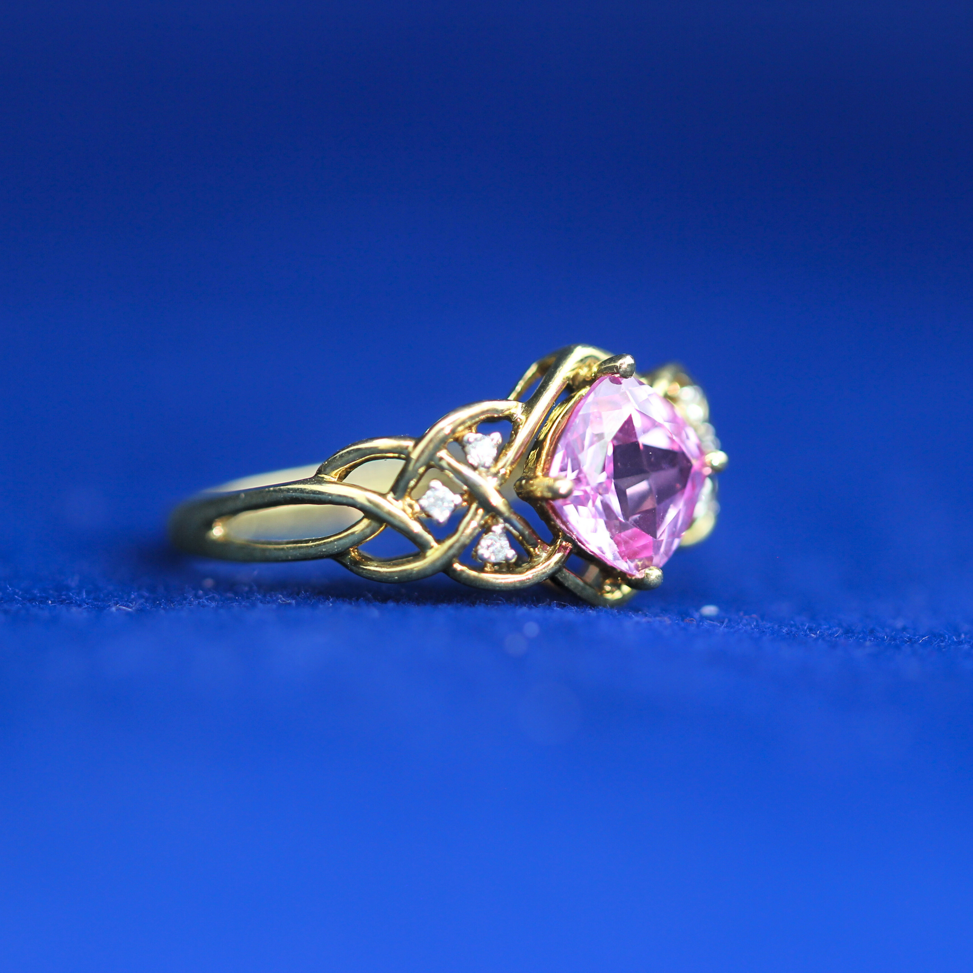 Right side view of Pink Sapphire Engagement Ring – Fine jewelry