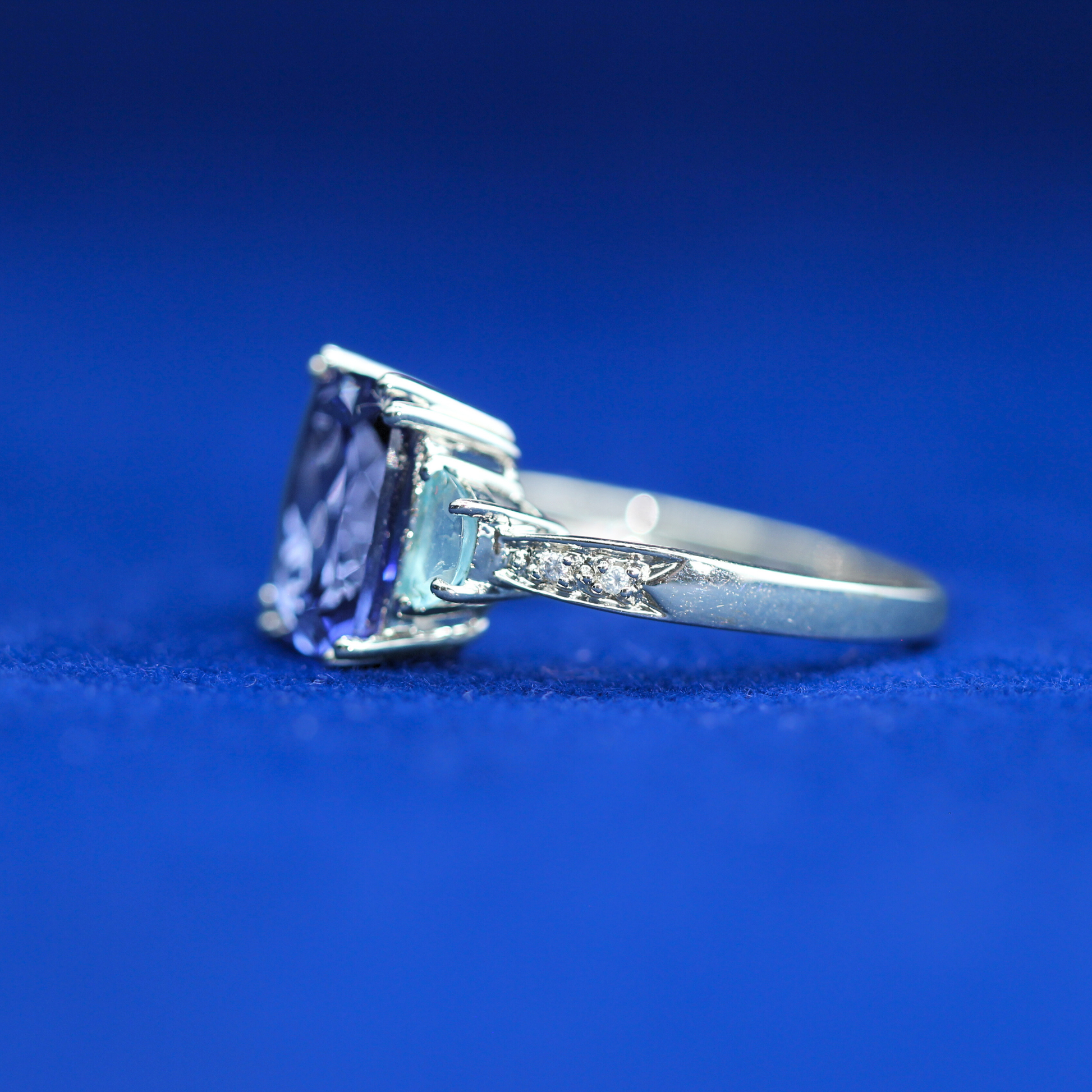 Left side view of Royal Sapphire Ring – Fine jewelry