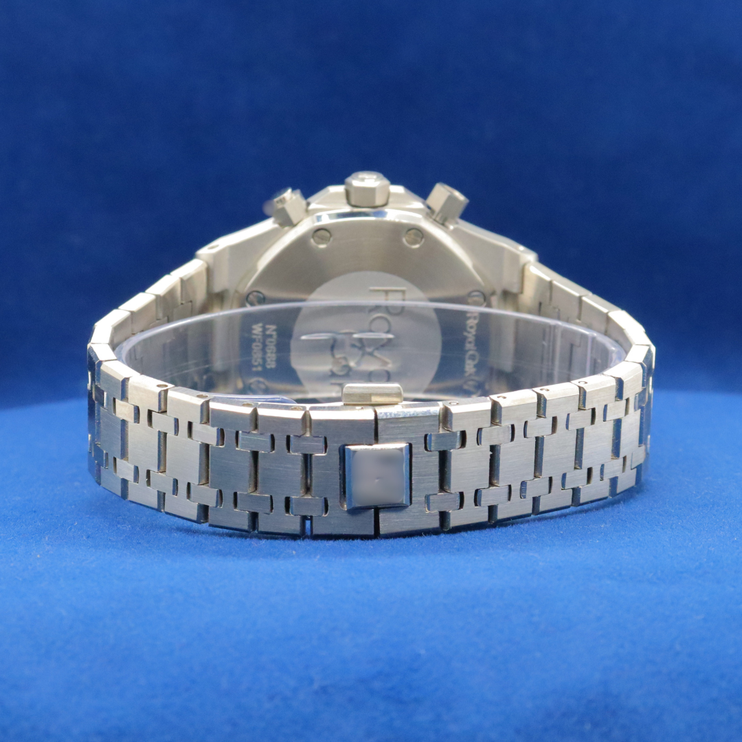 Back view of Shadow Chrono stainless steel watch, showcasing premium craftsmanship.