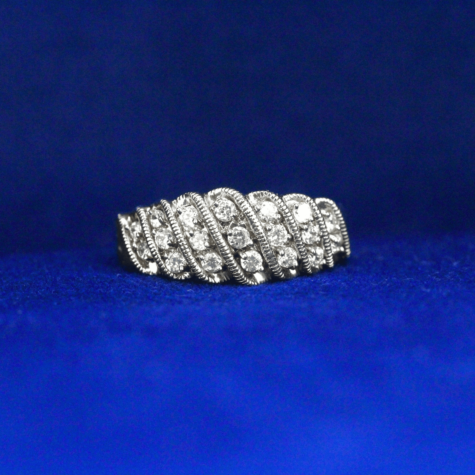 Front view of Snake Diamond Band Ring with Moissanite diamonds – Fine jewelry