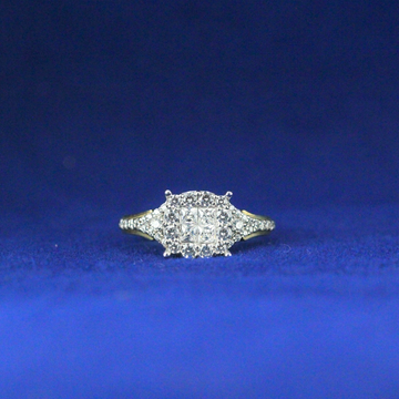 Front view of Square Cluster Diamond Ring with Moissanite diamonds – Fine jewelry