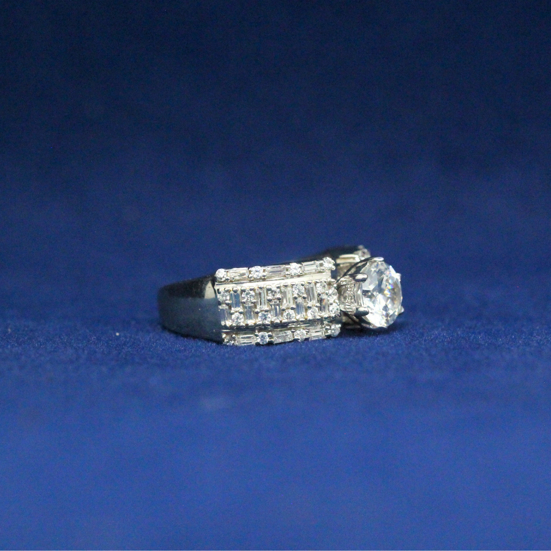 Right side view of Starlight Symphony Ring with Moissanite diamonds – Fine jewelry
