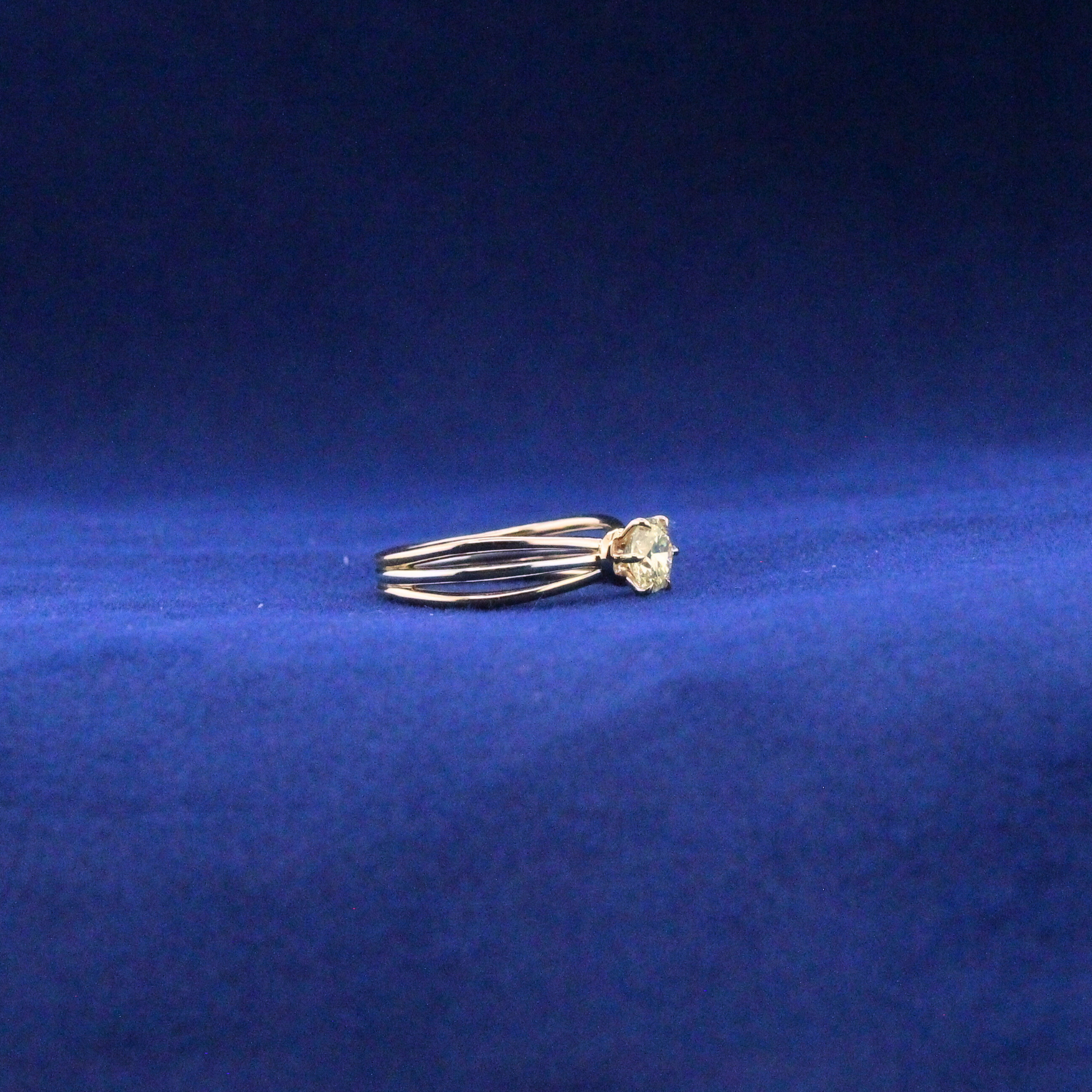 Right side view of Trio Split Shank Ring with Moissanite diamonds – Fine jewelry