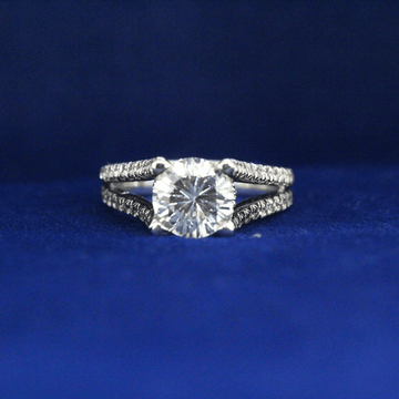 Front view of Two Layer Solitaire Ring with Moissanite diamonds – Fine jewelry
