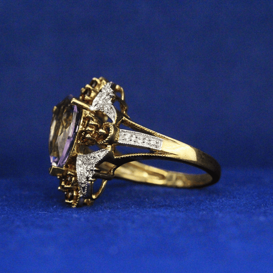 Left side view of Unique Birthstone Ring with customizable gemstones – Fine jewelry