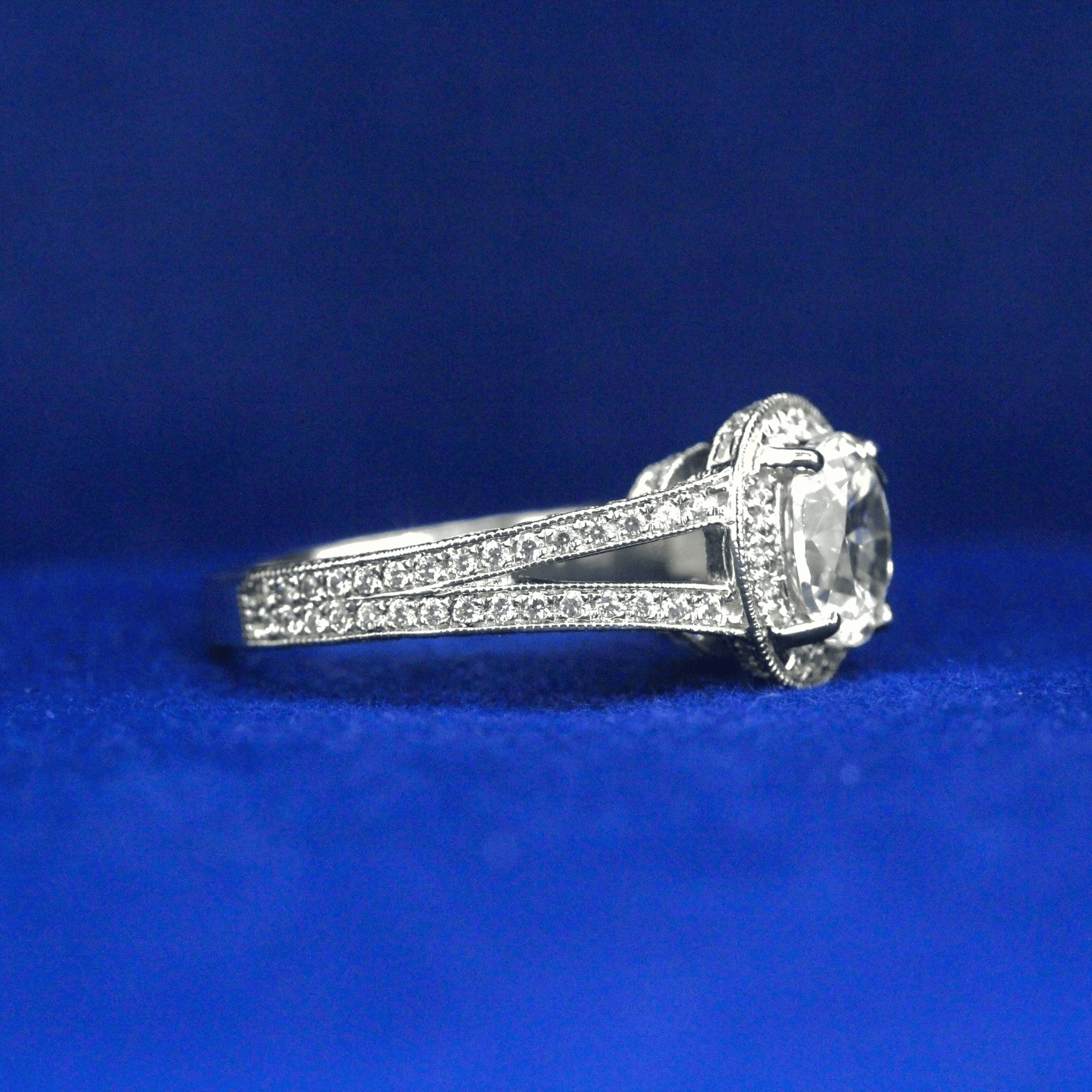 Right side view of Valina Oval Cut Diamond Engagement Ring with Moissanite diamonds – Fine jewelry