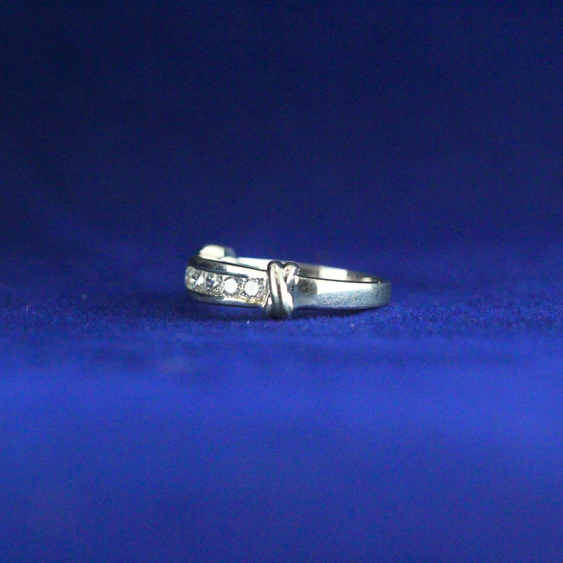 Left side view of Vintage Diamond Wedding Band with Moissanite diamonds – Fine jewelry