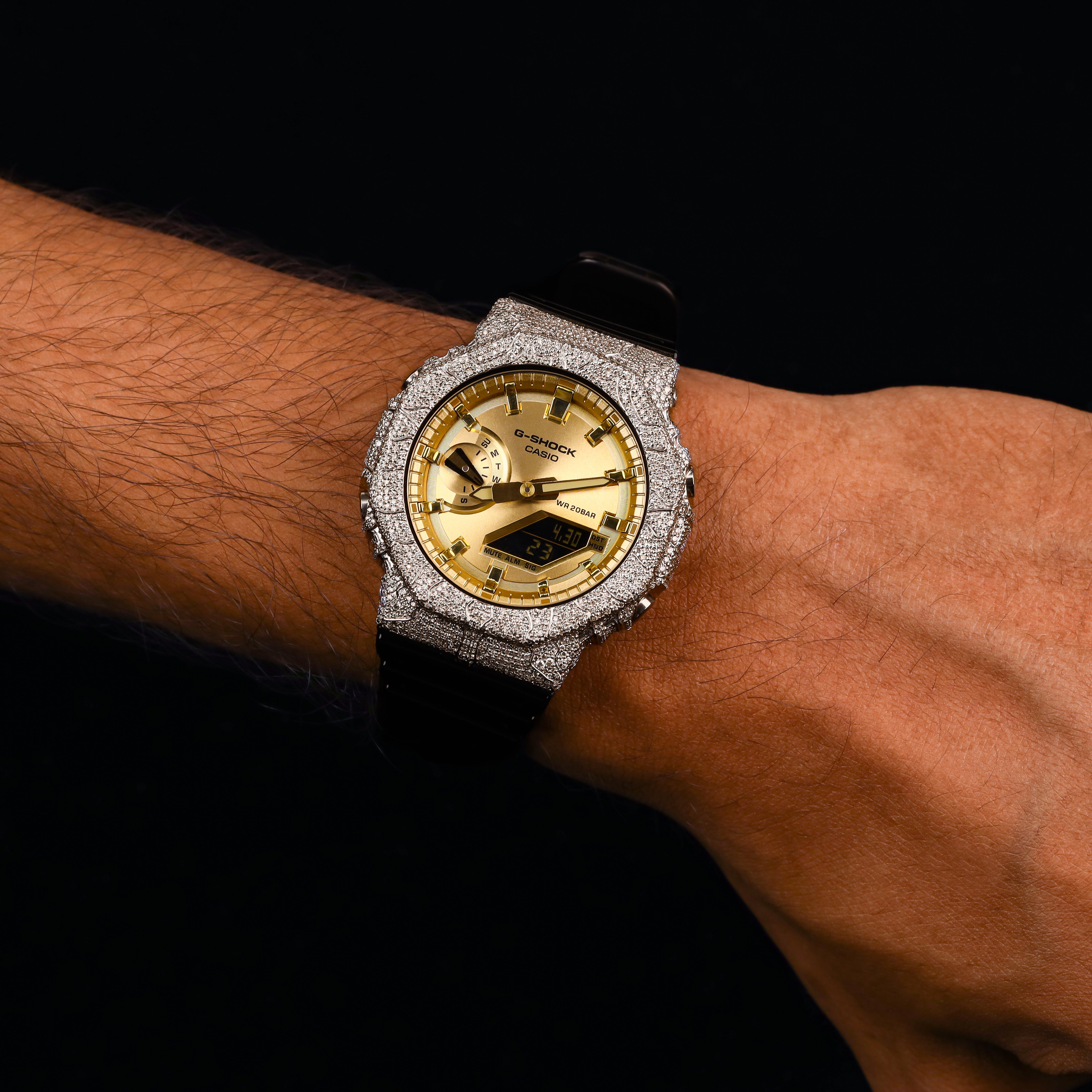 Iced Out Gold Dial G-Shock Watch