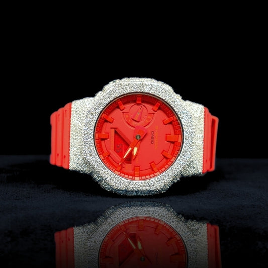 G-shok custom moissanite Red Iced Phantom