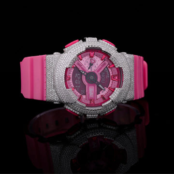 iced out pink diamond watch for women luxury