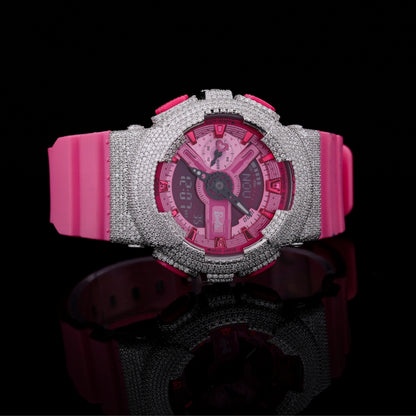 iced out pink diamond watch for women luxury