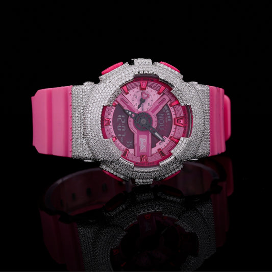 iced out pink diamond watch for women luxury