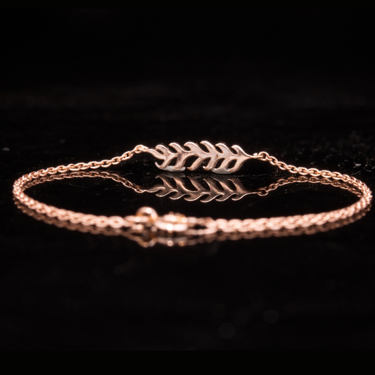 Diamond Leaf Gold Bracelet – 10K 14K 18K Solid Gold Nature Inspired Bracelet for Women