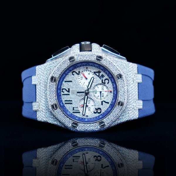 -MOISSANITE LUXURY BLUE CHRONOGRAPH WATCH AP INSPIRE